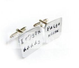 Daddy Square Men Cufflinks Hand Stamped Cuff links Wedding personalized keepsake father Gift Aluminum or Brass