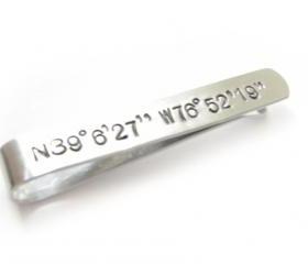 Latitude Longitude Tie Clip Personalized Groomsman Aluminum Men Father Gift Keepsake wedding Birthday