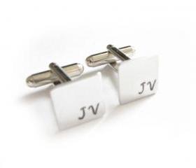 Square Initial Cufflinks Hand Stamped Men Cuff links personalized gift for him guys Father Wedding Birthday