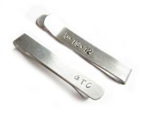 Initial Date Tie Clip Personalized Groomsman Aluminum Men Father Gift Keepsake wedding Birthday