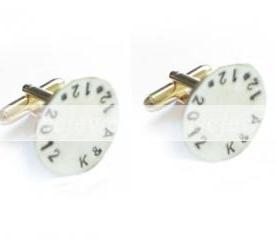 Personalized Stamped Cufflinks Initial Date Hand Stamped Wedding Men Cuff links custom gift wedding birthday
