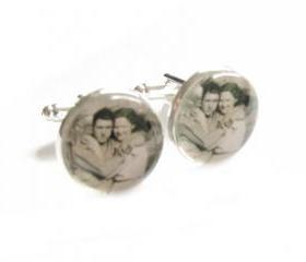 Customize Photo Cufflinks personalized keepsake glass gift for men father cuff links Wedding Birthday