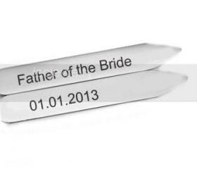 2 Collar Stays Father of the Bride or Groom Hand Stamped Shirt Stiffener Stay Men Dad Gift Keepsake Wedding Birthday