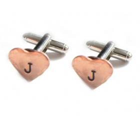 Initial Heart Hammered Cufflinks Hand Stamped Wedding personalized keepsake gift Men custom cuff links Birthday