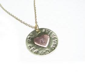 Sunshine Heart Necklace You are my sunshine Hand Stamped Initial Copper Pendant Chain Birthday