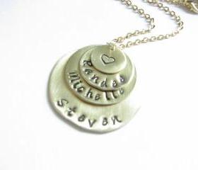 4 Tiers Hand Stamped Necklace Personalized Pendant Chain Birthday Wedding Customize mix metal