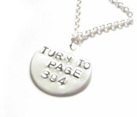 Turn to Page 394 Harry Potter Necklace Hand Stamped pendant chain birthday
