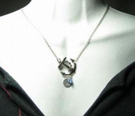 Nautical Anchor Hand Stamped Necklace Personalized Initial Engraved Pendant christmas gift,mom sister grandma gift,best friend gift